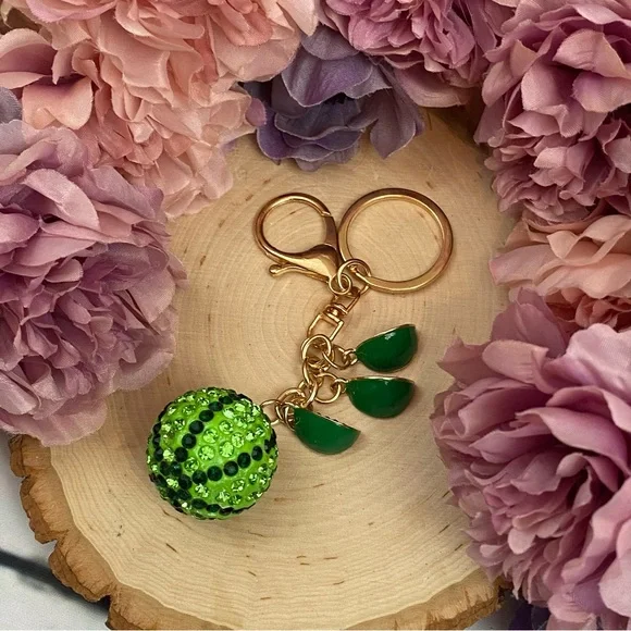 Crystal Watermelon & Watermelon Slice Charms Keychain - Picture 11 of 14